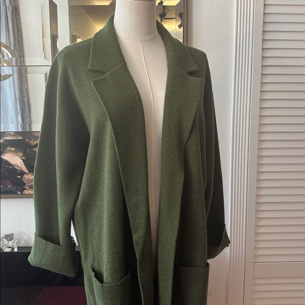 J. Crew Olive Knit Sweater open front long cardigan, S - Picture 2 of 8